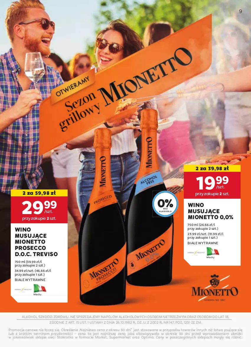 Gazetka promocyjna Stokrotka - Oferta alkoholowa - ważna 25.04 do 22.05.2024 - strona 9 - produkty: Mionetto, Mus, Optima, Prosecco, Wino, Wino musujące