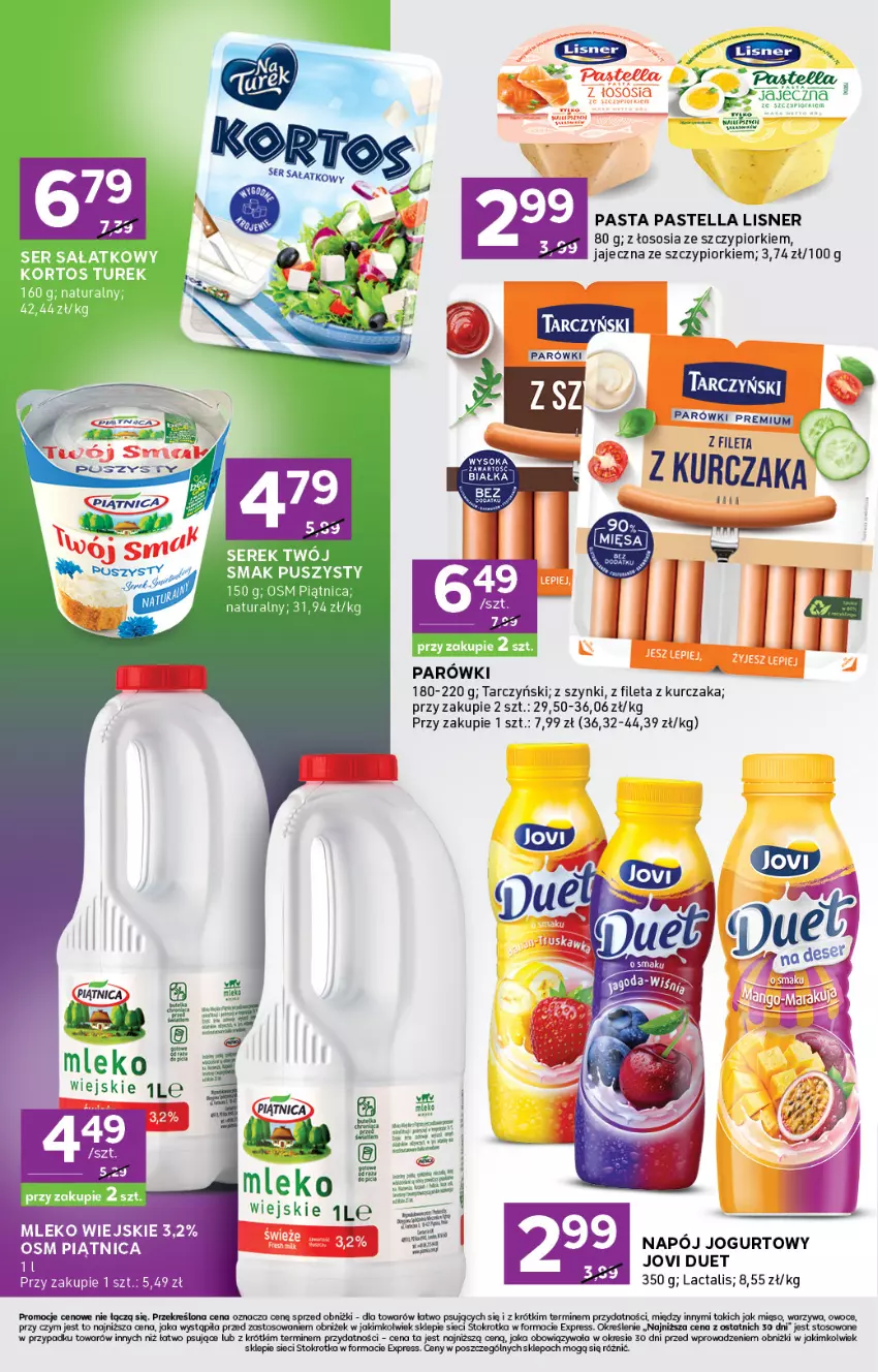 Gazetka promocyjna Stokrotka - Stokrotka Express - ważna 13.08 do 20.08.2025 - strona 4 - produkty: Jogurt, Kurczak, Lisner, Mięso, Mleko, Napój, Napój jogurtowy, Owoce, Pastella, Piątnica, Sos, Tarczyński, Warzywa