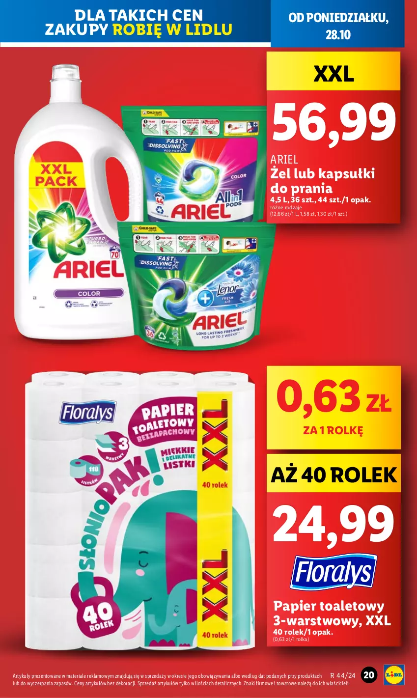 Gazetka promocyjna Lidl - GAZETKA - ważna 28.10 do 29.10.2024 - strona 17 - produkty: Ariel, Kapsułki do prania, Papier, Papier toaletowy