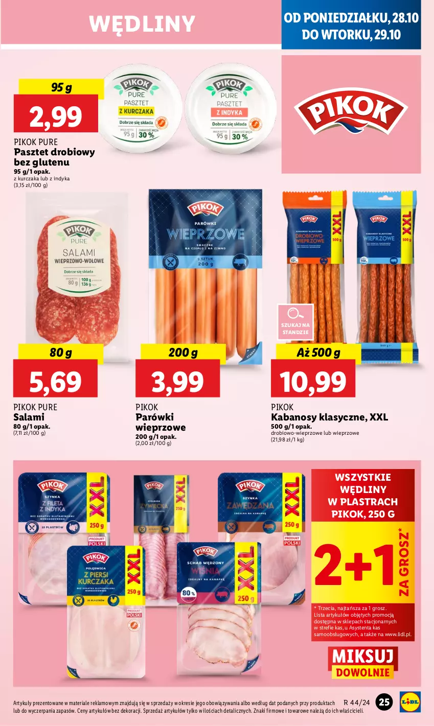 Gazetka promocyjna Lidl - GAZETKA - ważna 28.10 do 29.10.2024 - strona 29 - produkty: Kabanos, Kurczak, Parówki, Pasztet, PIKOK, Pur, Salami