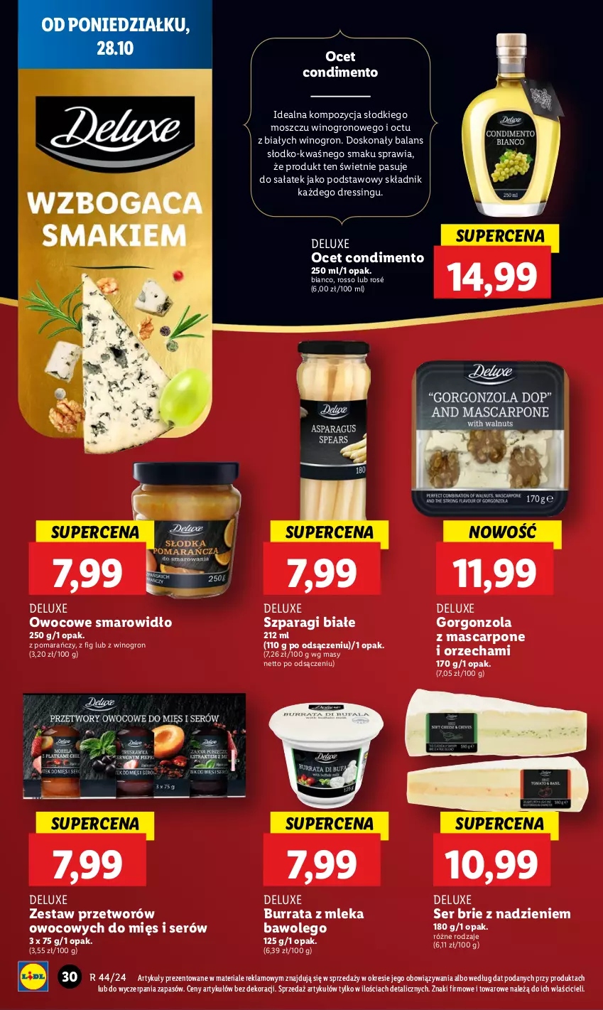 Gazetka promocyjna Lidl - GAZETKA - ważna 28.10 do 29.10.2024 - strona 36 - produkty: Brie, Burrata, Dres, Gorgonzola, LEGO, Mascarpone, Ocet, Sałat, Ser, Wino