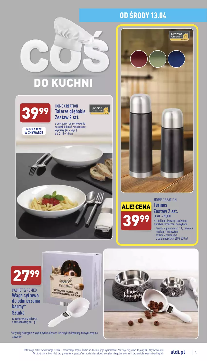 Gazetka promocyjna Aldi - Katalog Moda i Dom - ważna 13.04 do 16.04.2022 - strona 3 - produkty: Makaron, Por, Sałat, Ser, Talerz, Termos, Waga