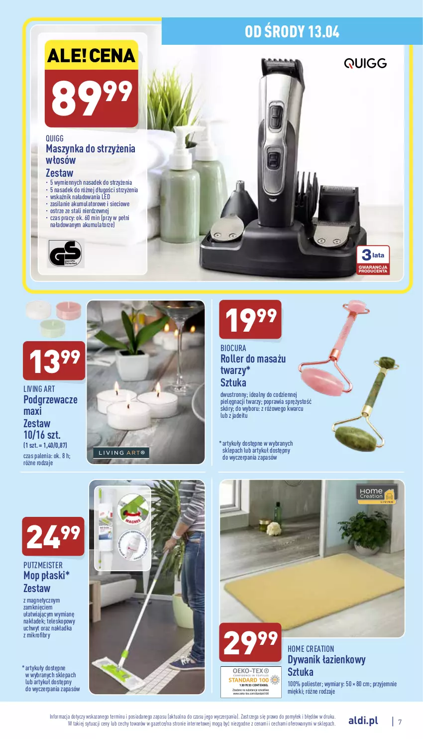 Gazetka promocyjna Aldi - Katalog Moda i Dom - ważna 13.04 do 16.04.2022 - strona 7 - produkty: Akumulator, Dywan, Dywanik, Dywanik łazienkowy, Maszynka, Mop, Podgrzewacze, Putzmeister, Roller, Roller do masażu twarzy, Silan, Szynka, Teleskop