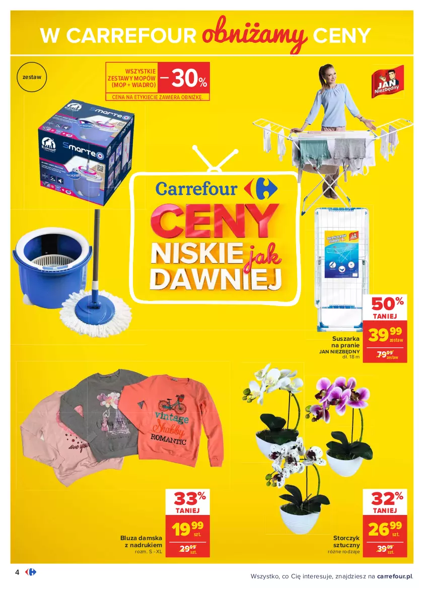 Gazetka promocyjna Carrefour - Gazetka Carrefour - ważna 18.01 do 31.01.2021 - strona 4 - produkty: Bluza, Jan Niezbędny, Mop, Storczyk, Suszarka, Suszarka na pranie, Wiadro