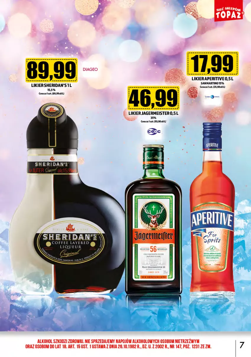 Gazetka promocyjna Topaz - Gazetka - ważna 01.01 do 31.01.2024 - strona 7 - produkty: Jagermeister, Likier, Sheridan's