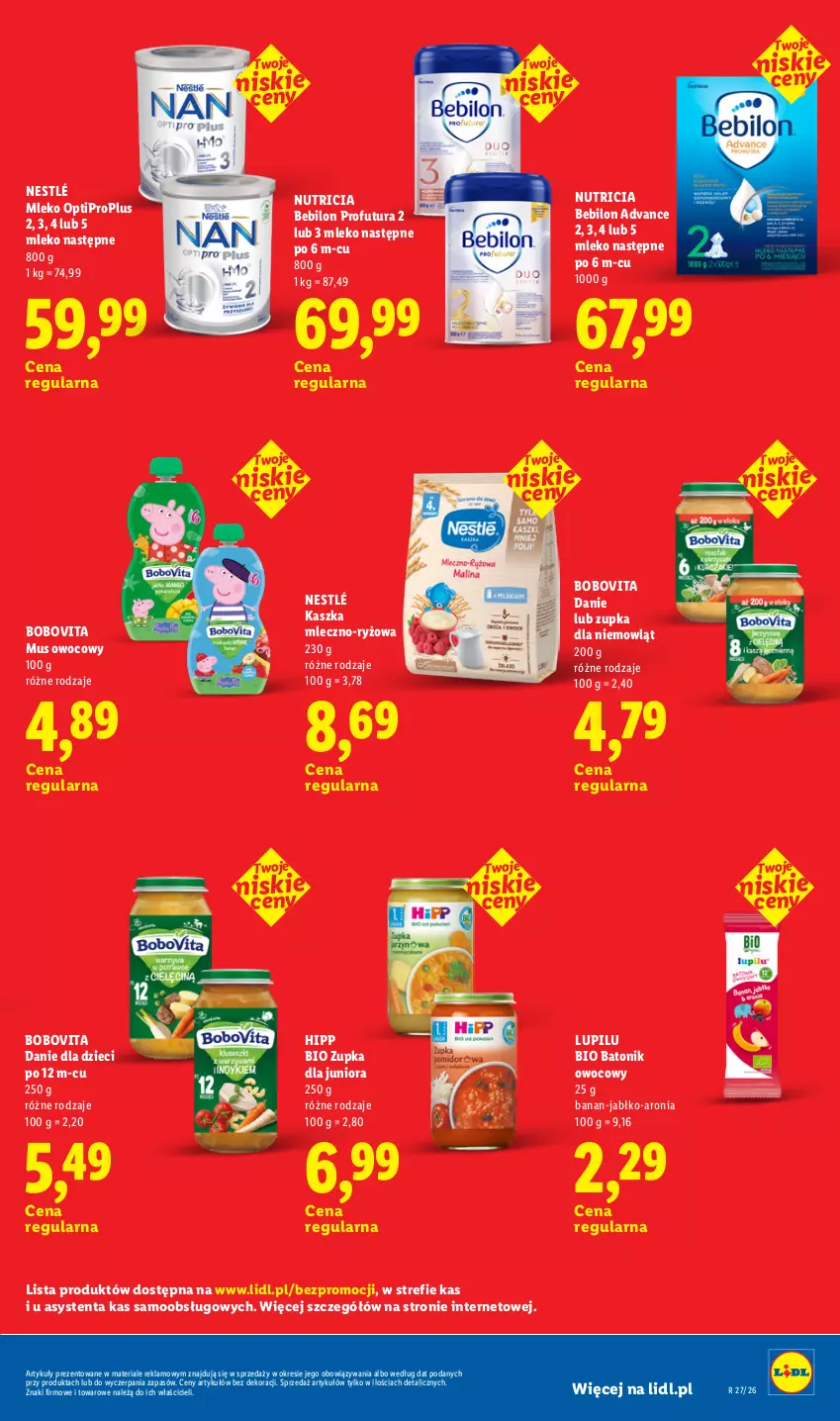 Gazetka promocyjna Lidl - Rewolucja cenowa! - ważna 16.09 do 30.09.2026 - strona 31 - produkty: Aronia, Baton, BEBILON, Bio Batonik, BoboVita, Danie dla dzieci, Dzieci, HiPP, Hipp Bio, Mleko, Mus, Nestlé, O nas, Ryż, Tonik
