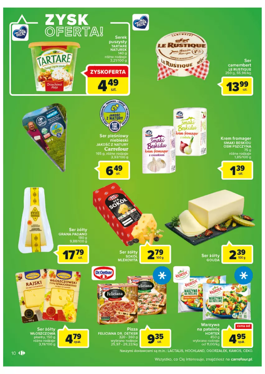 Gazetka promocyjna Carrefour - Gazetka Carrefour - ważna 31.05 do 11.06.2022 - strona 10 - produkty: Camembert, Gouda, Gra, Hochland, Hortex, KaMos, Mleko, Mlekovita, Rust, Ser, Ser pleśniowy, Sok, Sokół, Tarta, Tartare, Warzywa