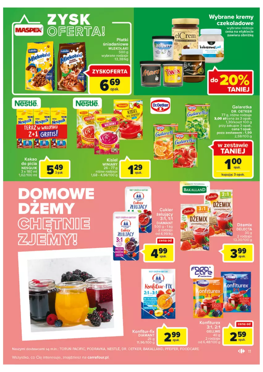 Gazetka promocyjna Carrefour - Gazetka Carrefour - ważna 31.05 do 11.06.2022 - strona 11 - produkty: Bakalland, Danio, Dr. Oetker, Dżem, Gala, Galaretka, Kakao, Kosz, Mleko, Rama, Winiary