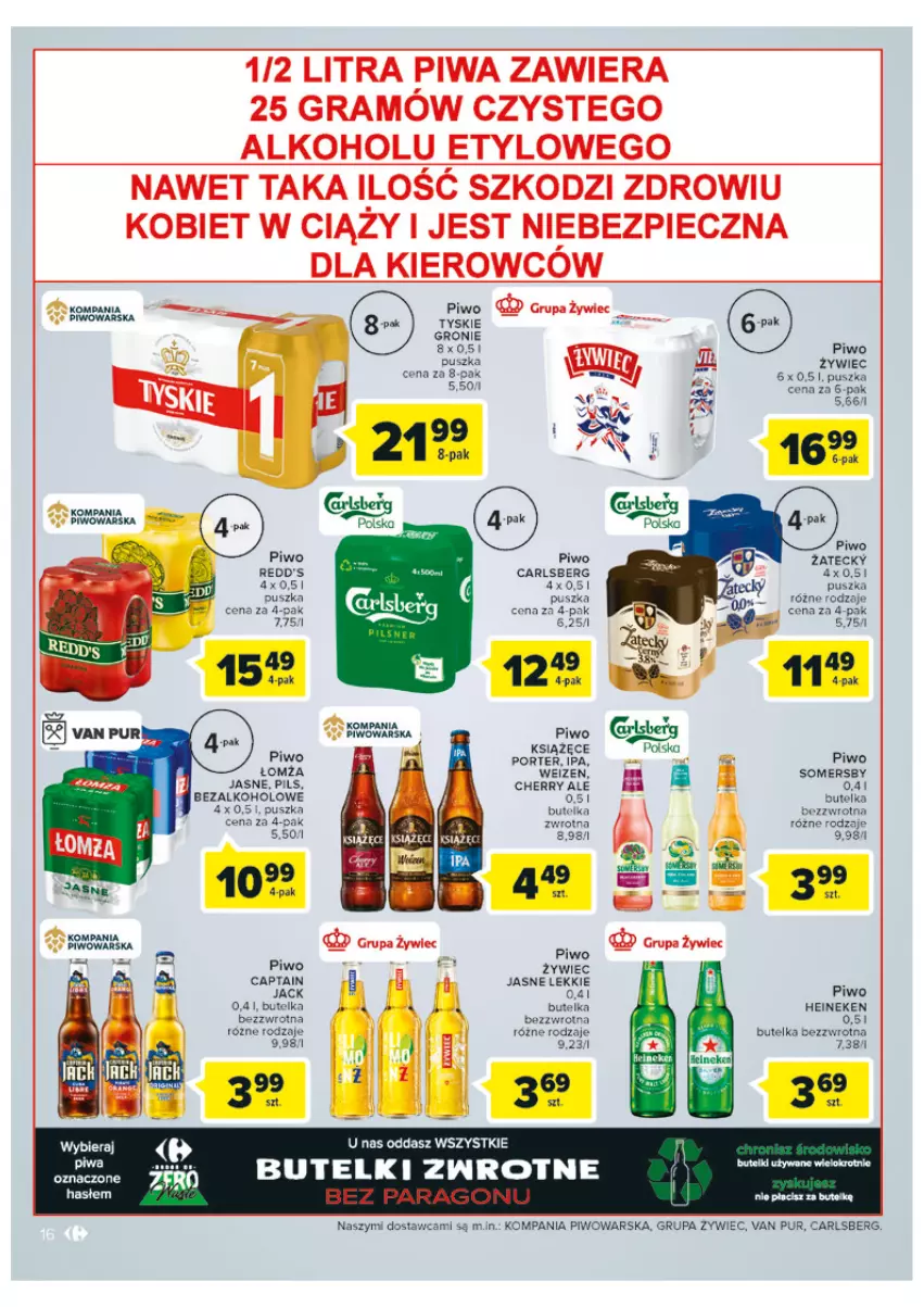 Gazetka promocyjna Carrefour - Gazetka Carrefour - ważna 31.05 do 11.06.2022 - strona 16 - produkty: Carlsberg, Gra, Heineken, Książęce, LG, Piec, Piwa, Piwo, Por, Pur, Redd's, Somersby, Tyskie