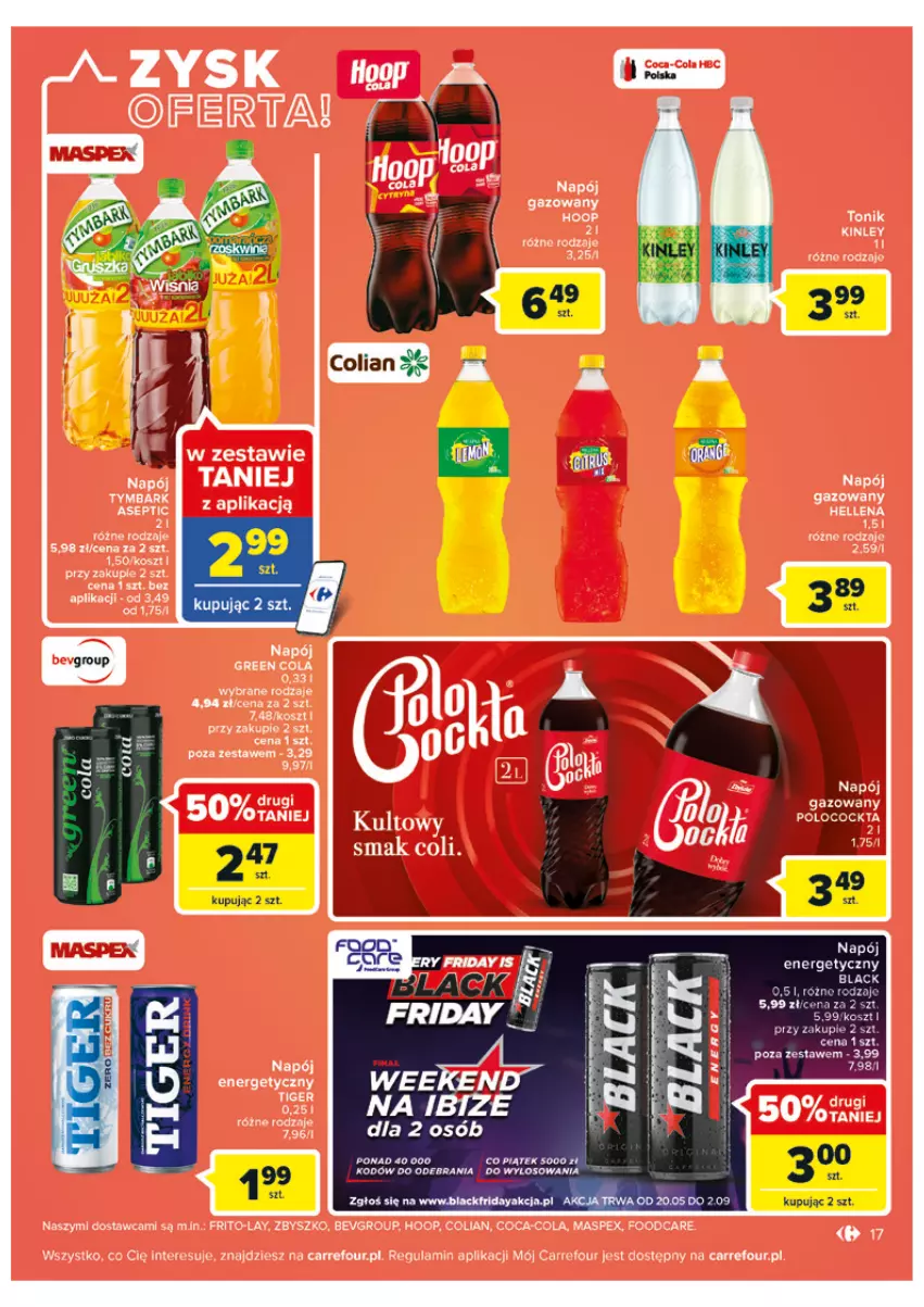 Gazetka promocyjna Carrefour - Gazetka Carrefour - ważna 31.05 do 11.06.2022 - strona 17 - produkty: Coca-Cola, Hoop, Kosz, Napój, Napój energetyczny, Tymbark