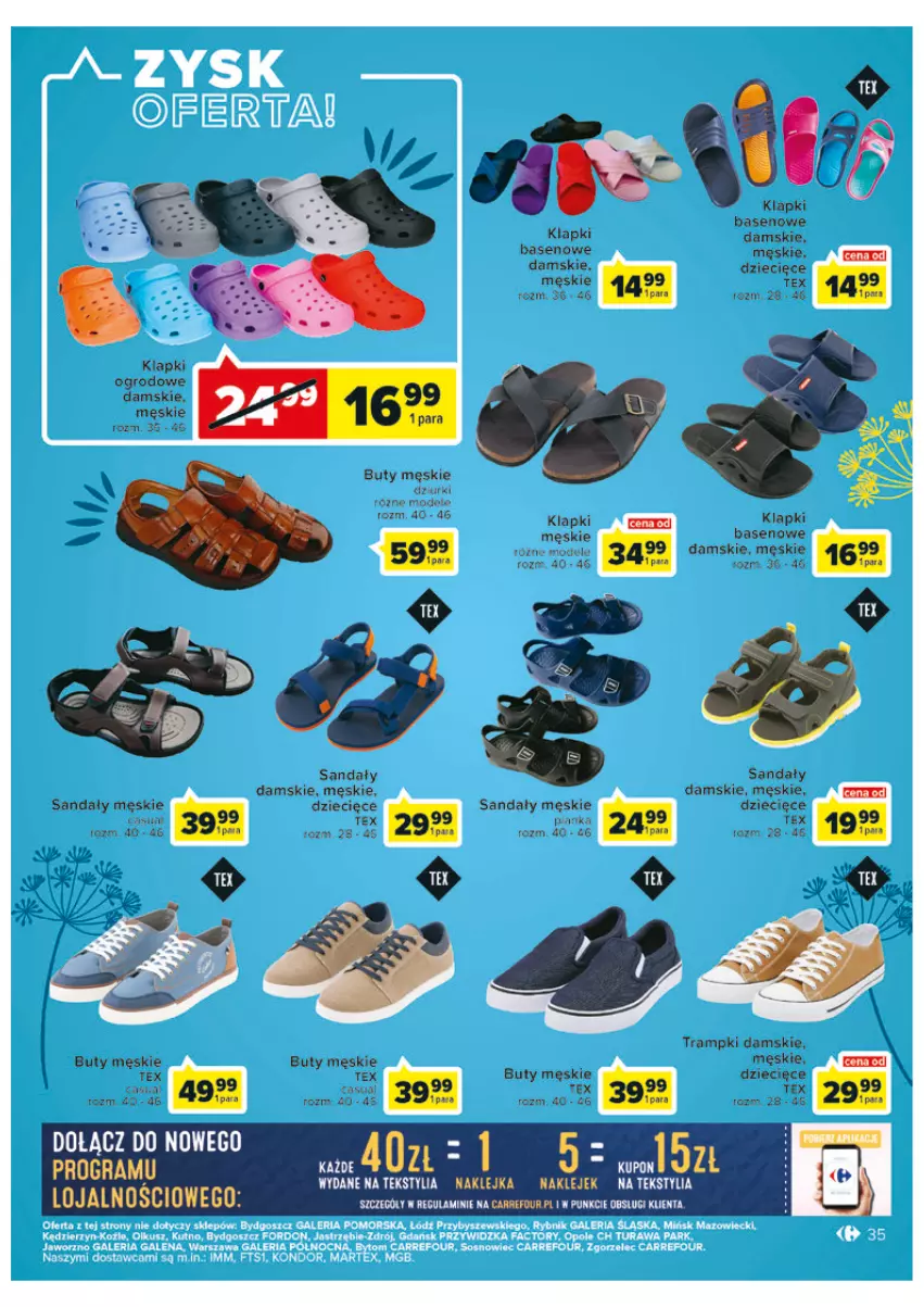 Gazetka promocyjna Carrefour - Gazetka Carrefour - ważna 31.05 do 11.06.2022 - strona 35 - produkty: Buty, Dzieci, Fa, Klapki, Sandał, Sos, Trampki