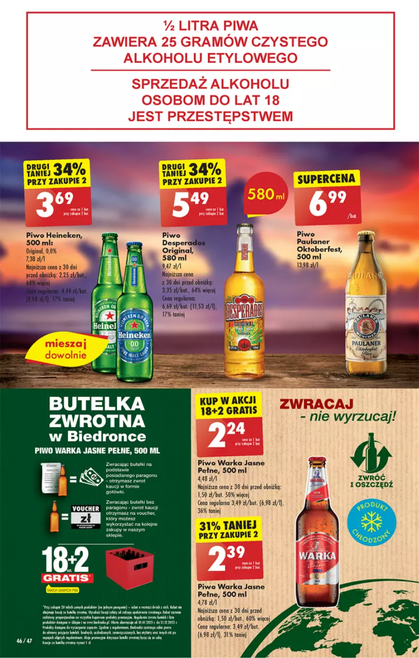 Gazetka promocyjna Biedronka - Od poniedzialku - ważna 28.08 do 02.09.2023 - strona 46 - produkty: Dron, Fa, Gin, Gra, Heineken, Piwo, Warka