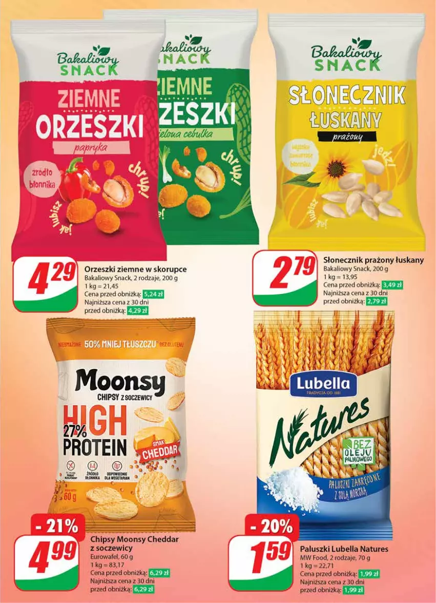 Gazetka promocyjna Dino - Gazetka 30 / 2024 - ważna 24.07 do 30.07.2024 - strona 43 - produkty: Bell, Bella, Cheddar, Chipsy, Lubella, Orzeszki, Orzeszki ziemne, Słonecznik prażony