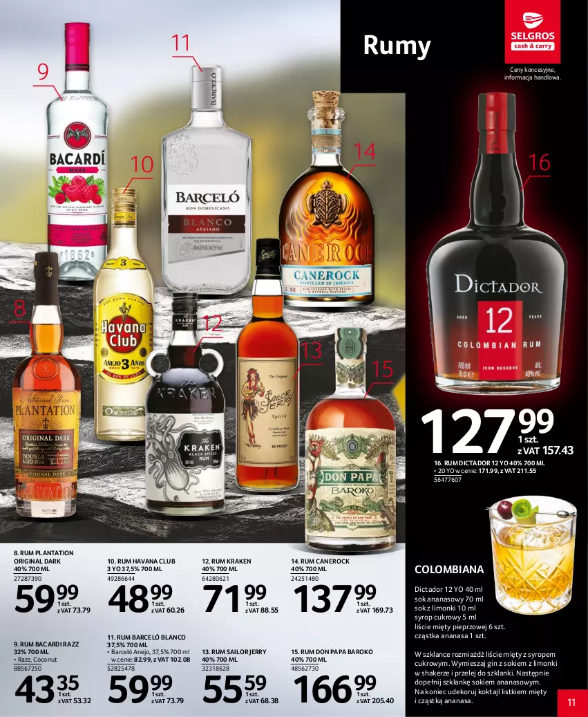 Gazetka promocyjna Selgros - Katalog Alkohole - ważna 16.03 do 29.03.2023 - strona 11 - produkty: Ananas, Bacardi, Gin, Lanki, Pieprz, Plantation, Rum, Sok, Syrop