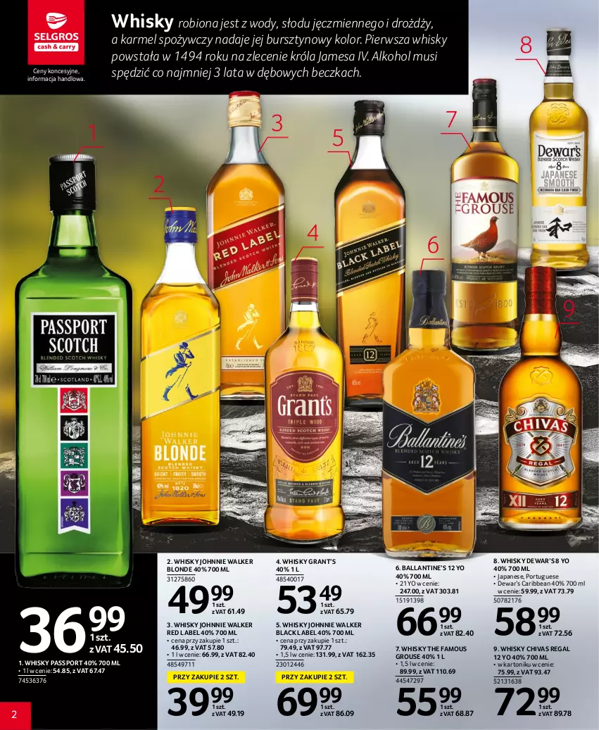 Gazetka promocyjna Selgros - Katalog Alkohole - ważna 16.03 do 29.03.2023 - strona 2 - produkty: Bursztyn, Fa, Gra, Johnnie Walker, Lack, Mus, Por, Sport, The Famous Grouse, Tonik, Whisky