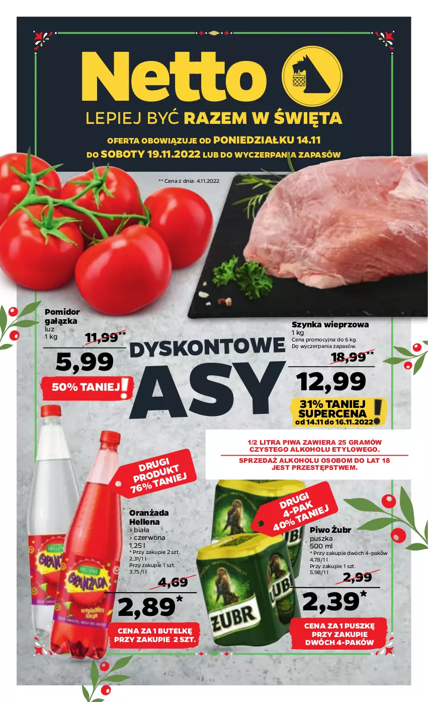 Gazetka promocyjna Netto - Artykuły spożywcze - ważna 14.11 do 19.11.2022 - strona 1 - produkty: Gra, Hellena, Oranżada, Piwa, Piwo, Szynka, Szynka wieprzowa