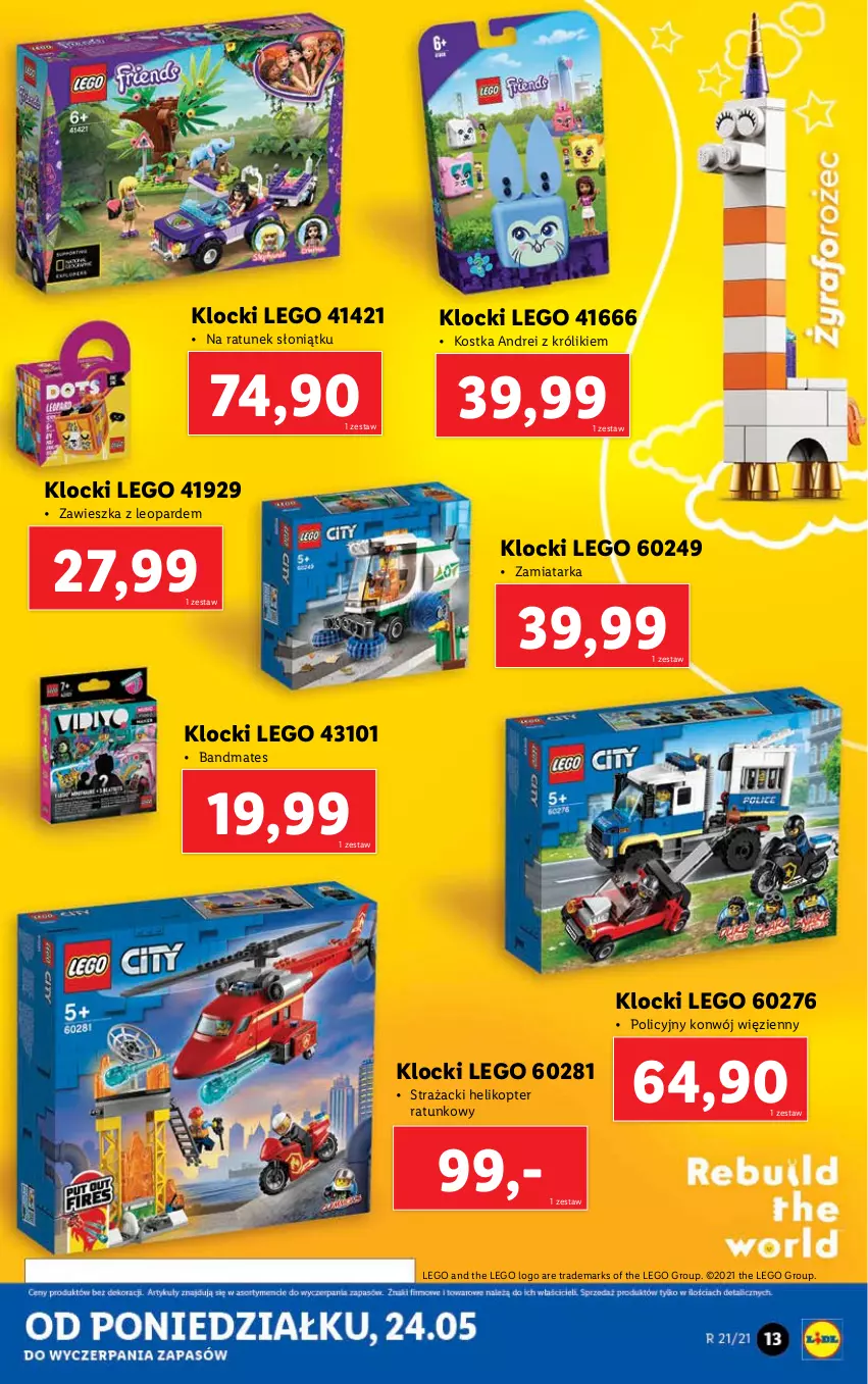 Gazetka promocyjna Lidl - GAZETKA - ważna 24.05 do 29.05.2021 - strona 13 - produkty: Helikopter, Klocki, Królik, LEGO, Tarka