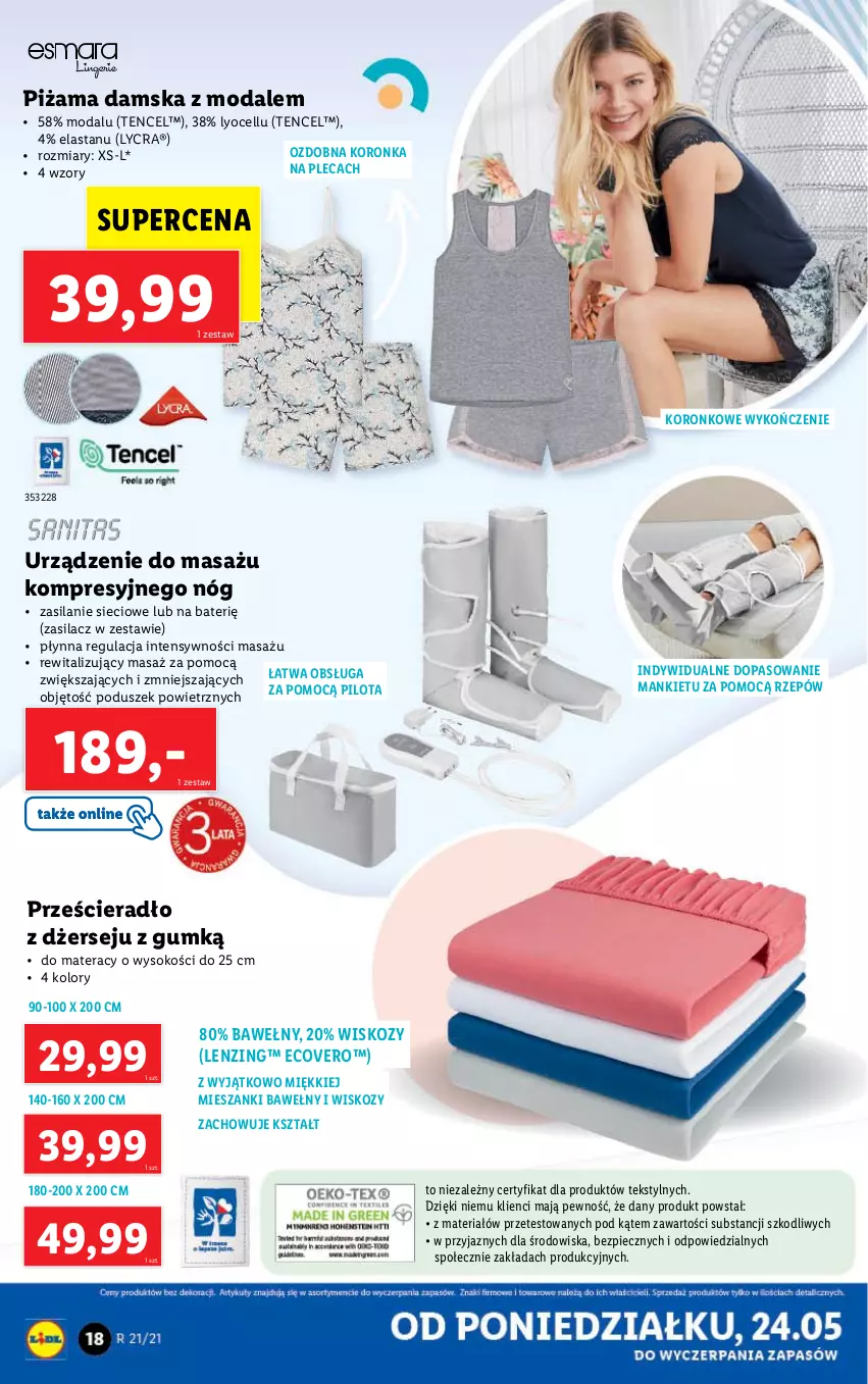 Gazetka promocyjna Lidl - GAZETKA - ważna 24.05 do 29.05.2021 - strona 18 - produkty: Materac, Moda, Piec, Piżama, Prześcieradło, Silan, Sok, Tera