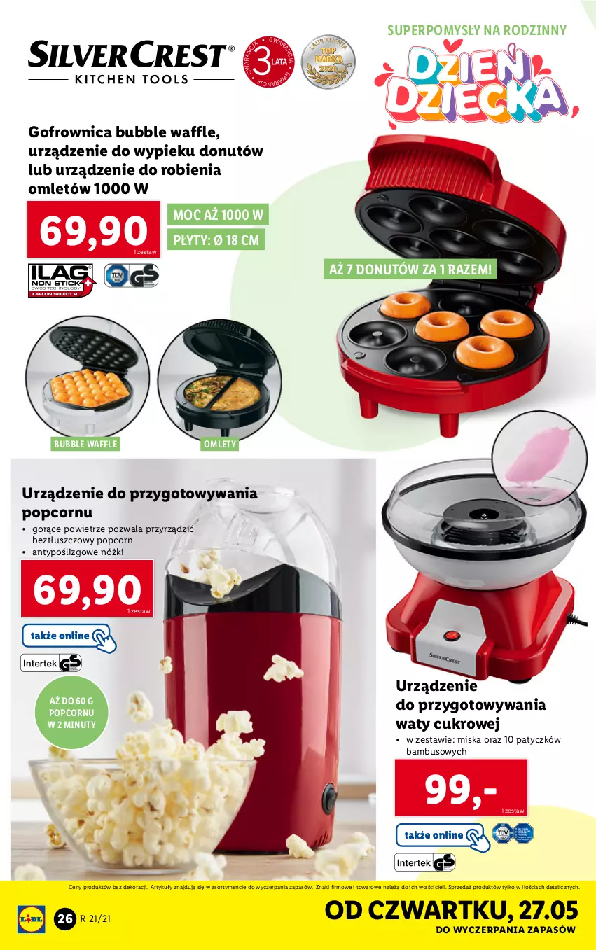 Gazetka promocyjna Lidl - GAZETKA - ważna 24.05 do 29.05.2021 - strona 26 - produkty: Donut, Gofrownica, Miska, Nuty, Popcorn