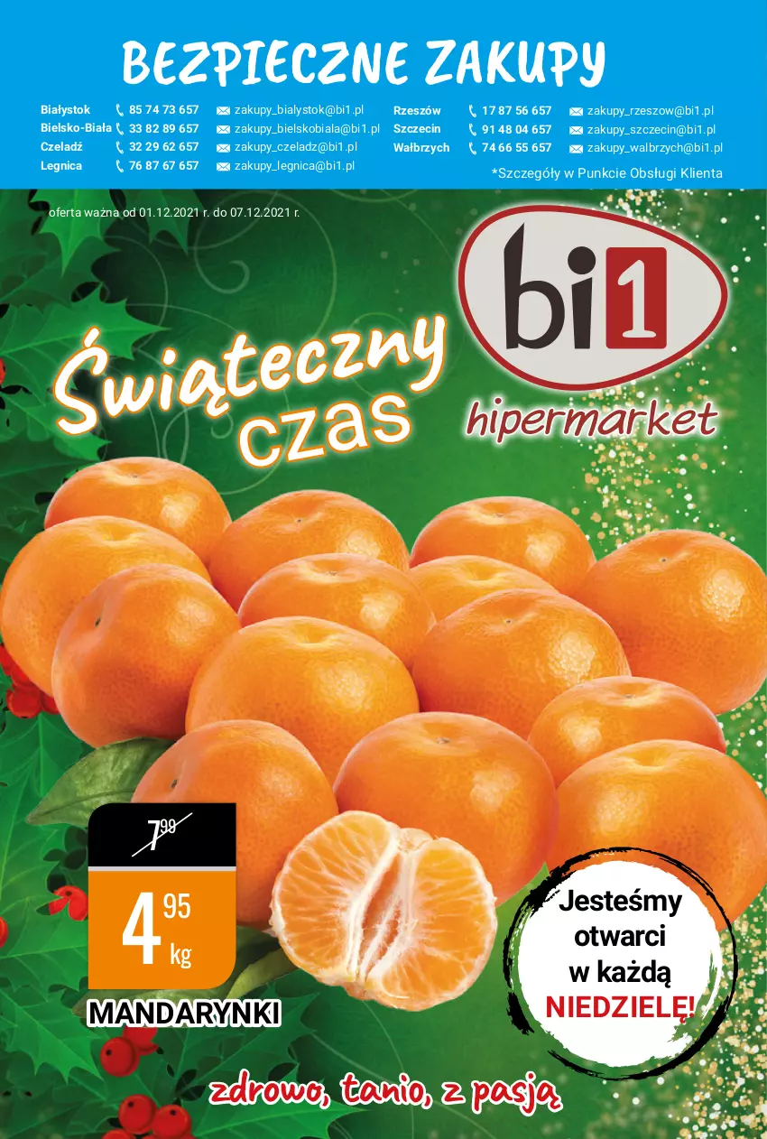 Gazetka promocyjna Bi1 - Świąteczny czas - ważna 01.12 do 07.12.2021 - strona 1 - produkty: Mandarynki, Piec