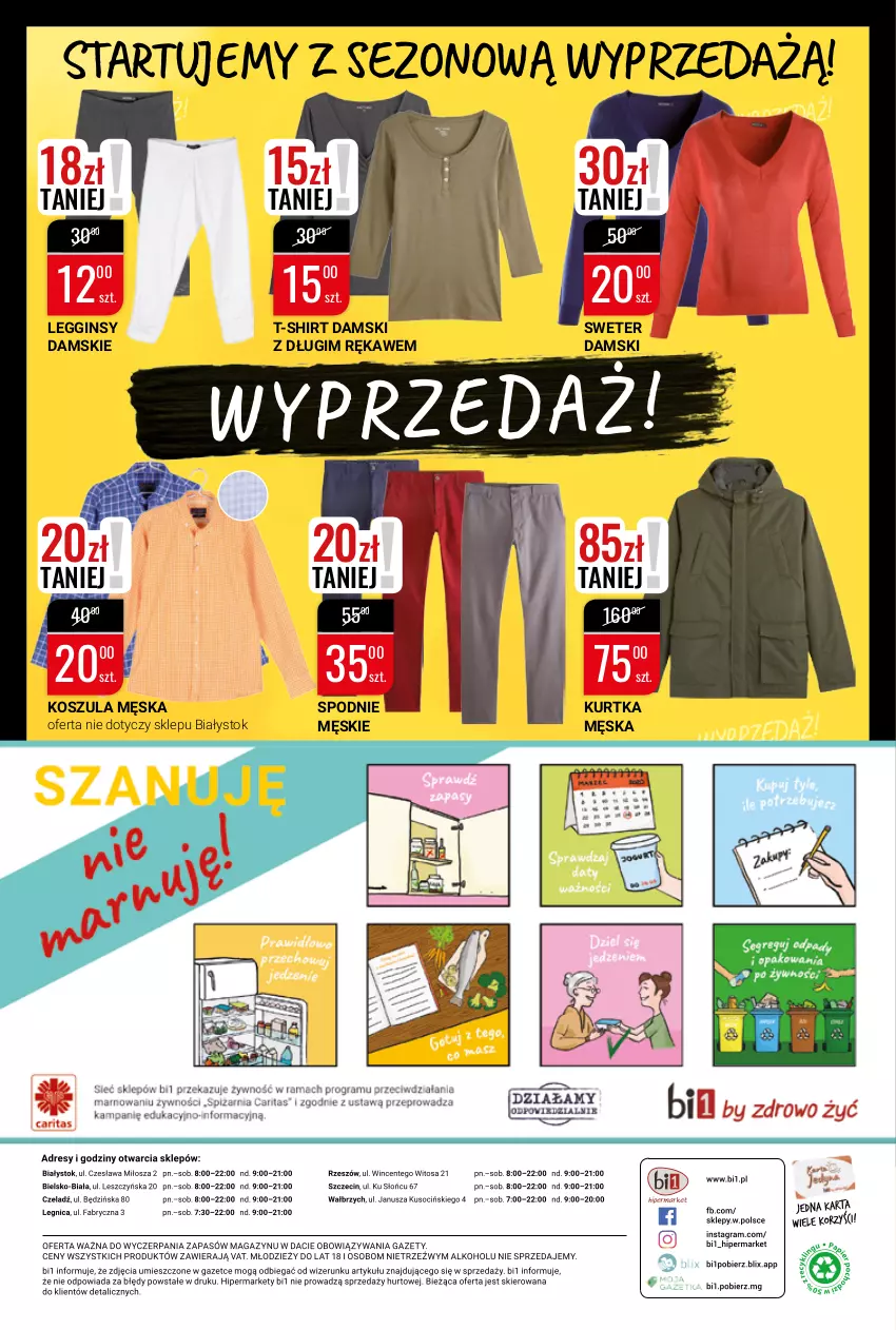 Gazetka promocyjna Bi1 - Świąteczny czas - ważna 01.12 do 07.12.2021 - strona 12 - produkty: Gin, Kosz, Koszula, Kurtka, Legginsy, Spodnie, Sweter, T-shirt