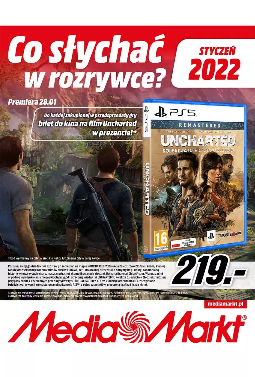 Gazetka promocyjna Media Markt - Gazetka Media Markt - ważna 04.01 do 31.01.2022 - strona 1 - produkty: Fa, Gin, Gra, Helio, Razer, Ser, Uncharted