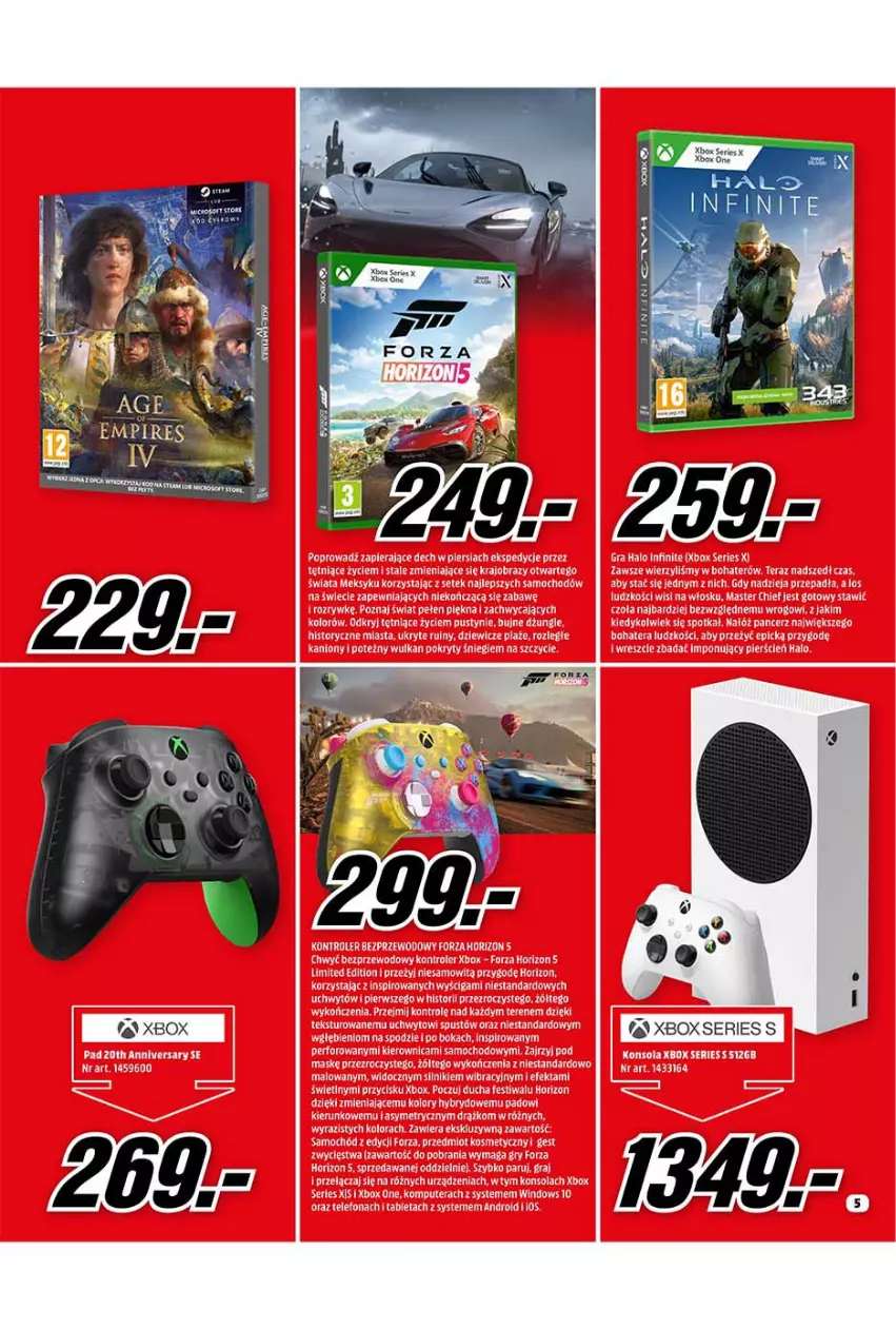 Gazetka promocyjna Media Markt - Gazetka Media Markt - ważna 04.01 do 31.01.2022 - strona 5 - produkty: Fa, Gra, Halo, Halo Infinite, Kierownica, Komputer, Samochód, Ser, Tera, Xbox