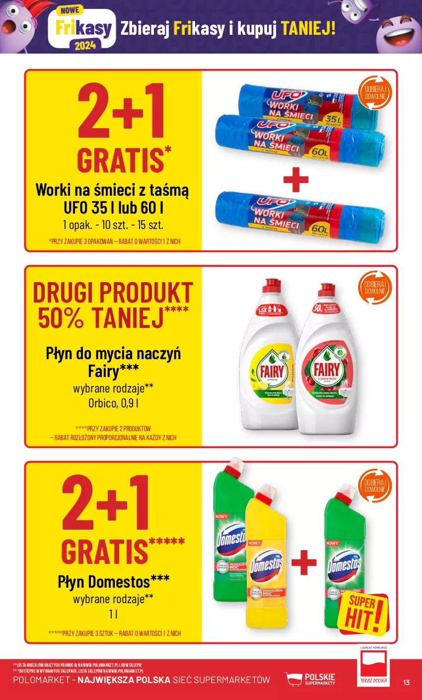 Gazetka promocyjna PoloMarket - Gazetka pomocyjna - ważna 31.01 do 06.02.2024 - strona 13 - produkty: BIC, Do mycia naczyń, Domestos, Fa, Fairy, Gra, Płyn do mycia, Płyn do mycia naczyń, Por, Worki na śmiec, Worki na śmieci