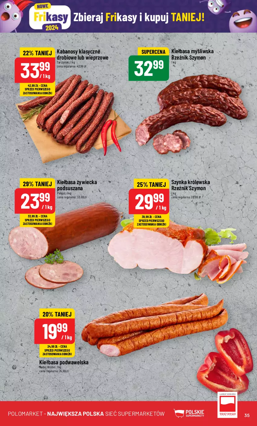 Gazetka promocyjna PoloMarket - Gazetka pomocyjna - ważna 31.01 do 06.02.2024 - strona 35 - produkty: Kabanos, Kiełbasa, Kiełbasa podwawelska, Madej Wróbel, Pekpol, Szynka, Szynka Królewska, Tarczyński, Wawel