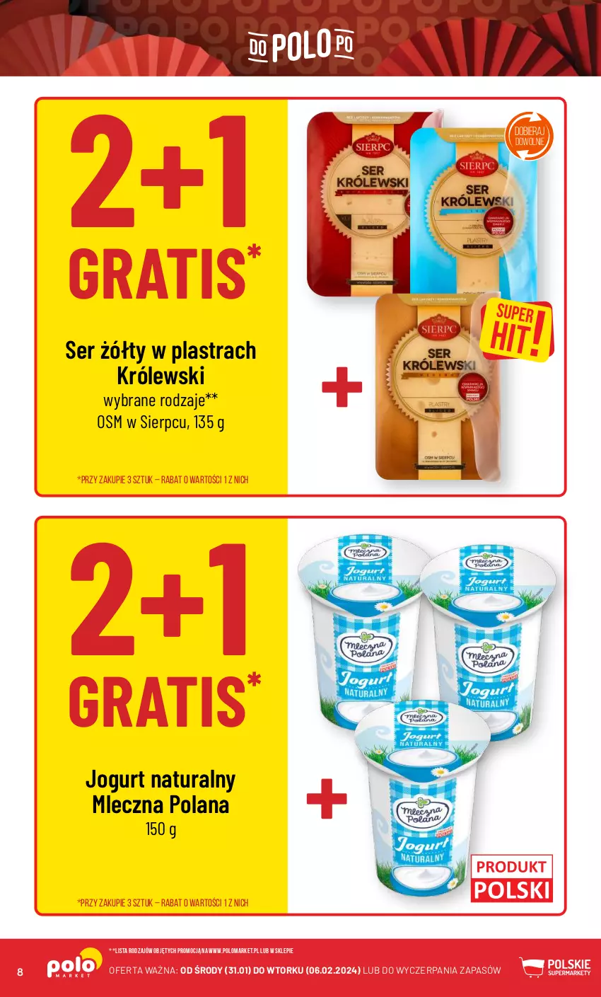 Gazetka promocyjna PoloMarket - Gazetka pomocyjna - ważna 31.01 do 06.02.2024 - strona 8 - produkty: Gra, Jogurt, Jogurt naturalny, Królewski, LANA, Ser