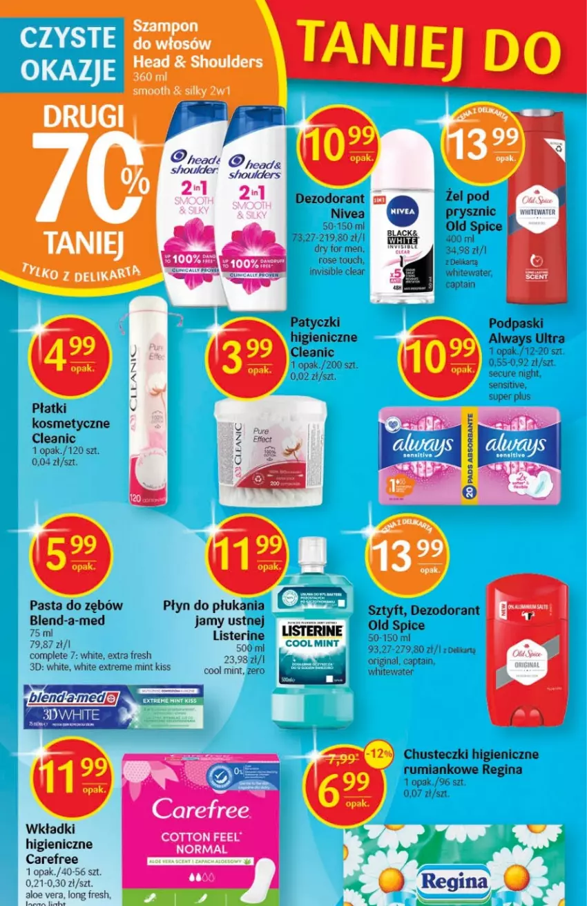 Gazetka promocyjna Delikatesy Centrum - Gazetka DC44 - ważna 10.11 do 16.11.2022 - strona 26 - produkty: Always, Carefree, Chusteczki, Cleanic, Dezodorant, Gin, Listerine, Nivea, Old Spice, Pasta do zębów, Płyn do płukania, Podpaski, Por, Rum, Szampon, Wkładki