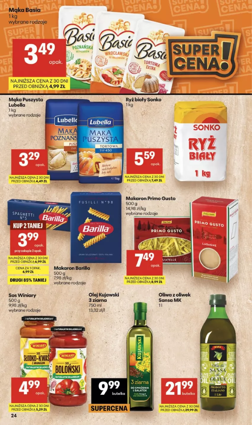 Gazetka promocyjna Delikatesy Centrum - Franczyza DC27 Czwartek - ważna 02.07 do 08.07.2026 - strona 24 - produkty: Barilla, Basia, Bell, Bella, Kujawski, Lubella, Mąka, Makaron, Olej, Oliwa z oliwek, Ryż, Ryż biały, Sałat, Sonko, Sos, Winiary