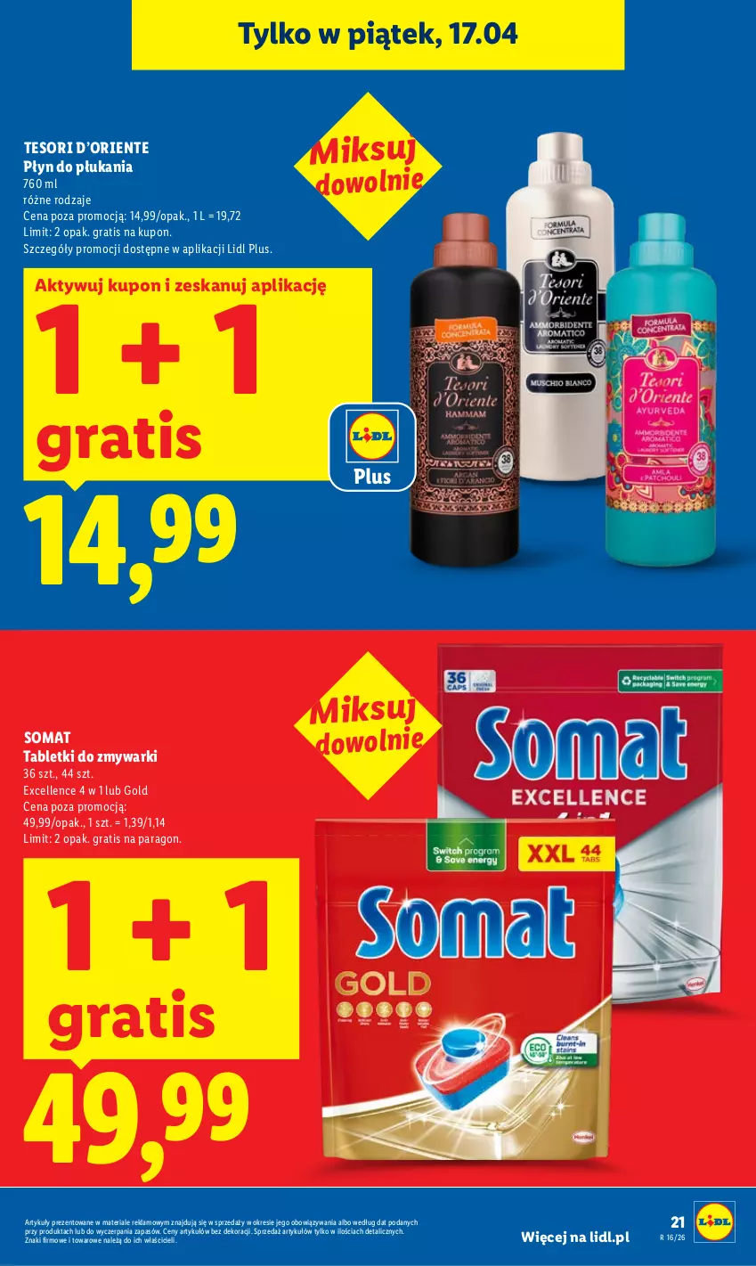 Gazetka promocyjna Lidl - Gazetka ważna od 16.04 do 18.04 - ważna 16.04 do 18.04.2026 - strona 21 - produkty: Gra, Płyn do płukania, Somat, Tablet, Tabletki do zmywarki, Zmywarki