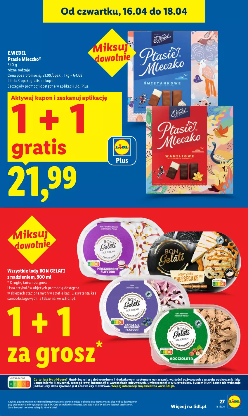 Gazetka promocyjna Lidl - Gazetka ważna od 16.04 do 18.04 - ważna 16.04 do 18.04.2026 - strona 27 - produkty: Gra, Lody, Mleczko, Ptasie mleczko