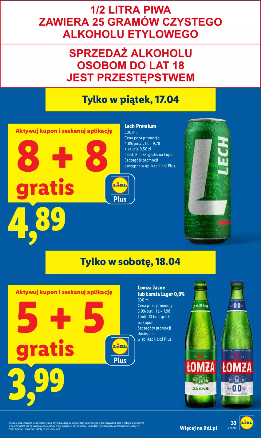 Gazetka promocyjna Lidl - Gazetka ważna od 16.04 do 18.04 - ważna 16.04 do 18.04.2026 - strona 33 - produkty: Gra, Lech Premium