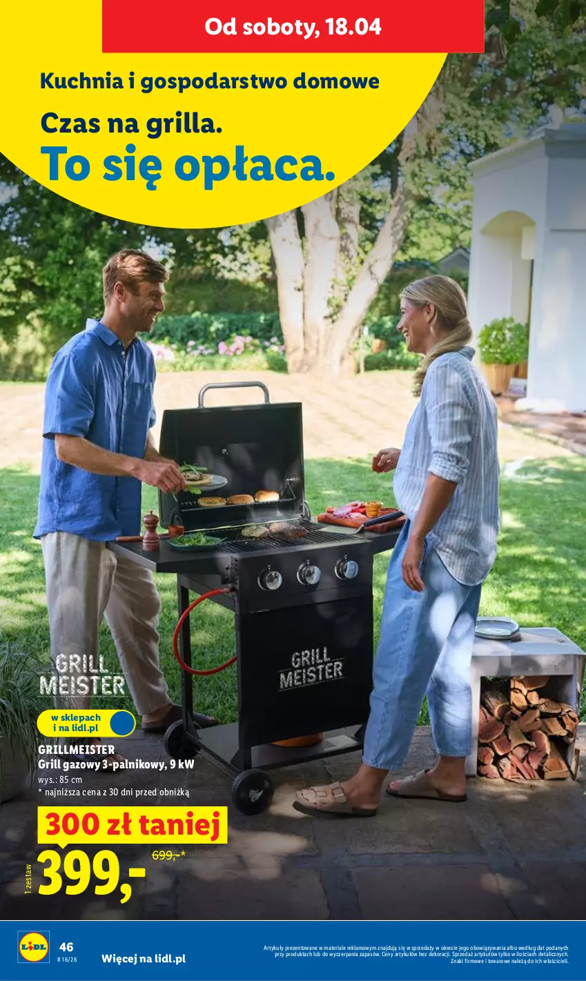 Gazetka promocyjna Lidl - Gazetka ważna od 16.04 do 18.04 - ważna 16.04 do 18.04.2026 - strona 46 - produkty: Grill, Grill gazowy, Kuchnia