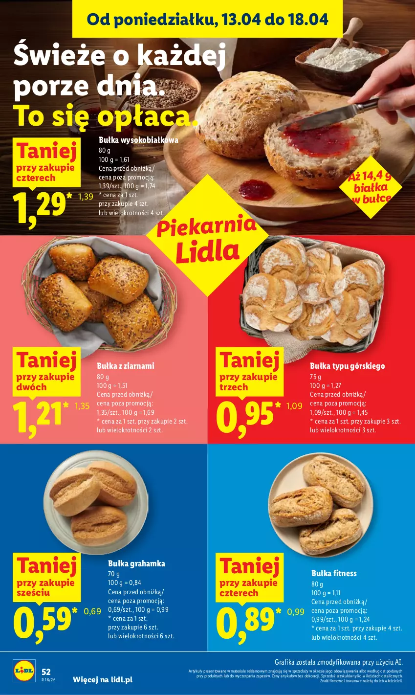 Gazetka promocyjna Lidl - Gazetka ważna od 16.04 do 18.04 - ważna 16.04 do 18.04.2026 - strona 52 - produkty: Bułka, Bułka fitness, Bułka grahamka, Gra, Grafika, Por, Sok