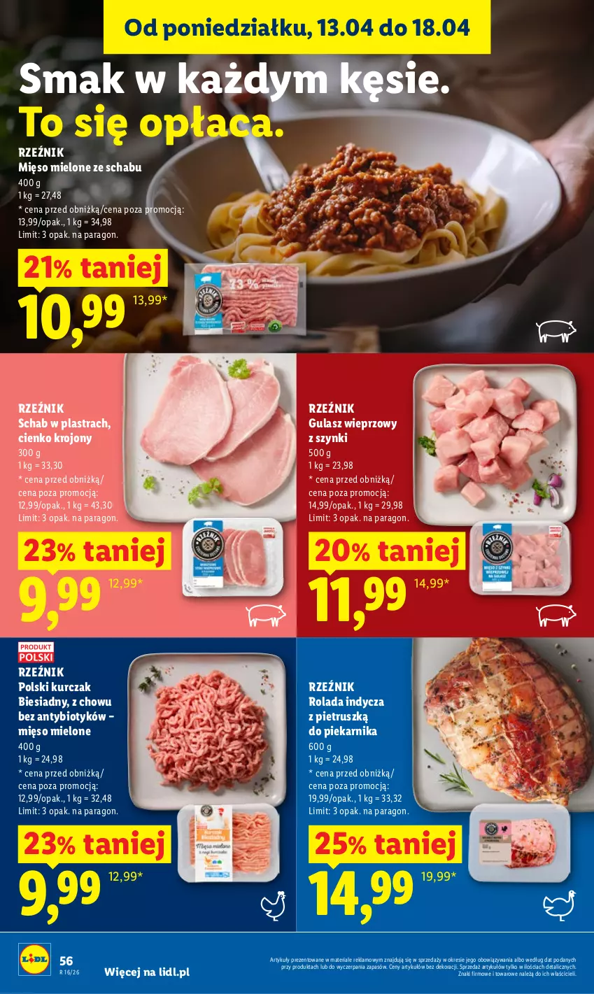 Gazetka promocyjna Lidl - Gazetka ważna od 16.04 do 18.04 - ważna 16.04 do 18.04.2026 - strona 56 - produkty: Kurczak, Mięso, Mięso mielone, Piekarnik, Rolada