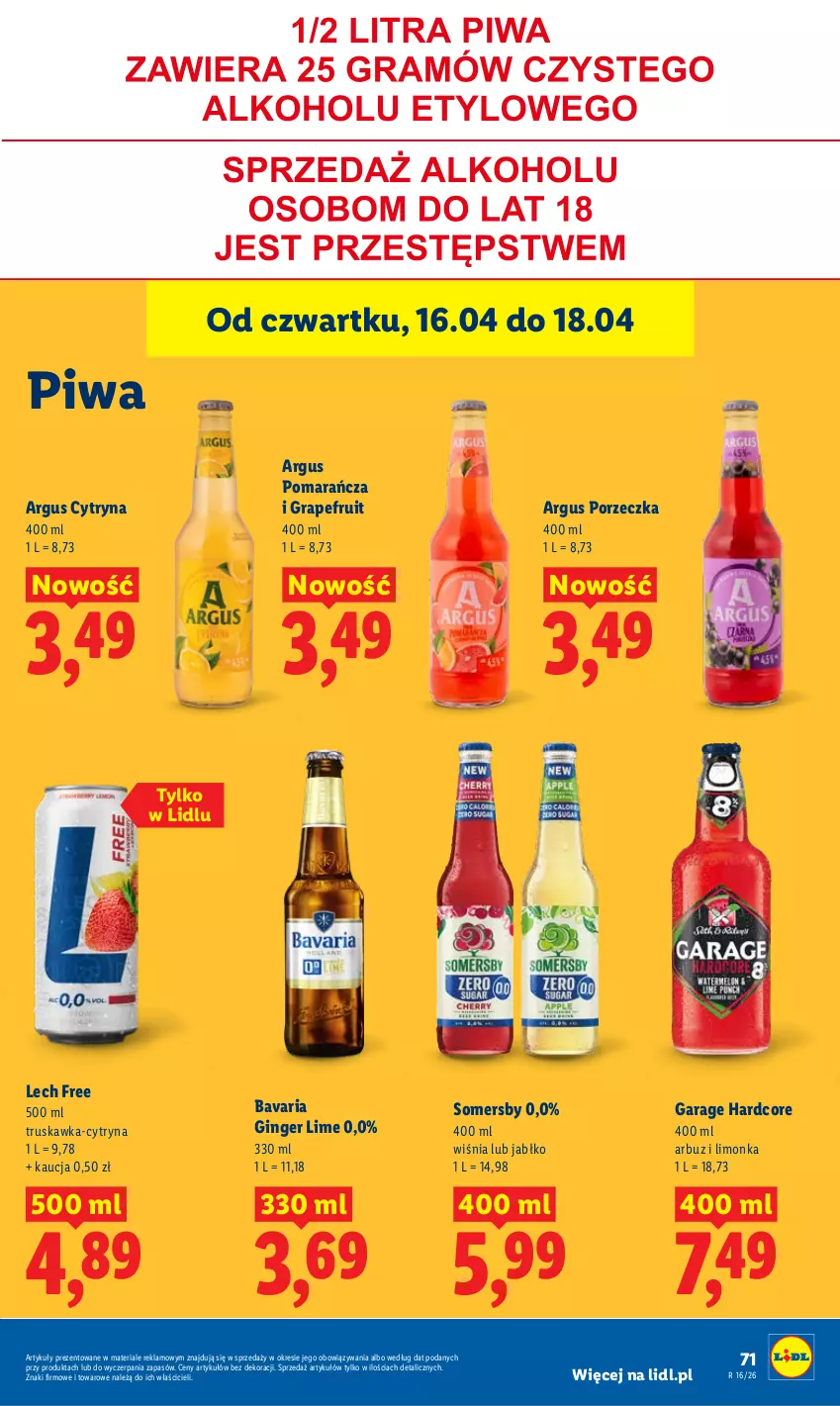 Gazetka promocyjna Lidl - Gazetka ważna od 16.04 do 18.04 - ważna 16.04 do 18.04.2026 - strona 71 - produkty: Arbuz, Gin, Gra, Limonka, Piwa, Por, Somersby