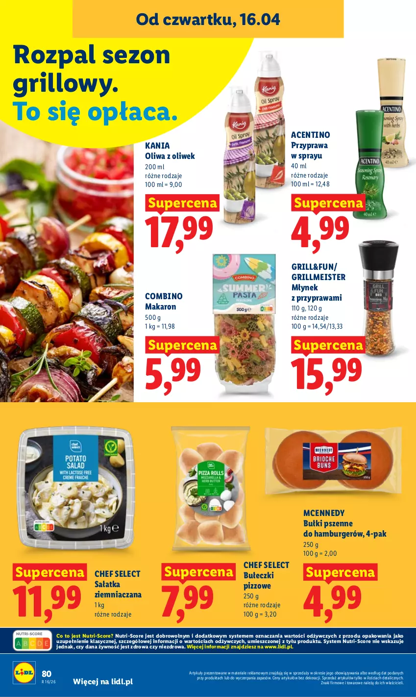 Gazetka promocyjna Lidl - Gazetka ważna od 16.04 do 18.04 - ważna 16.04 do 18.04.2026 - strona 80 - produkty: Bułeczki, Burger, Grill, Hamburger, Makaron, Młynek, Oliwa z oliwek, Sałat, Sałatka