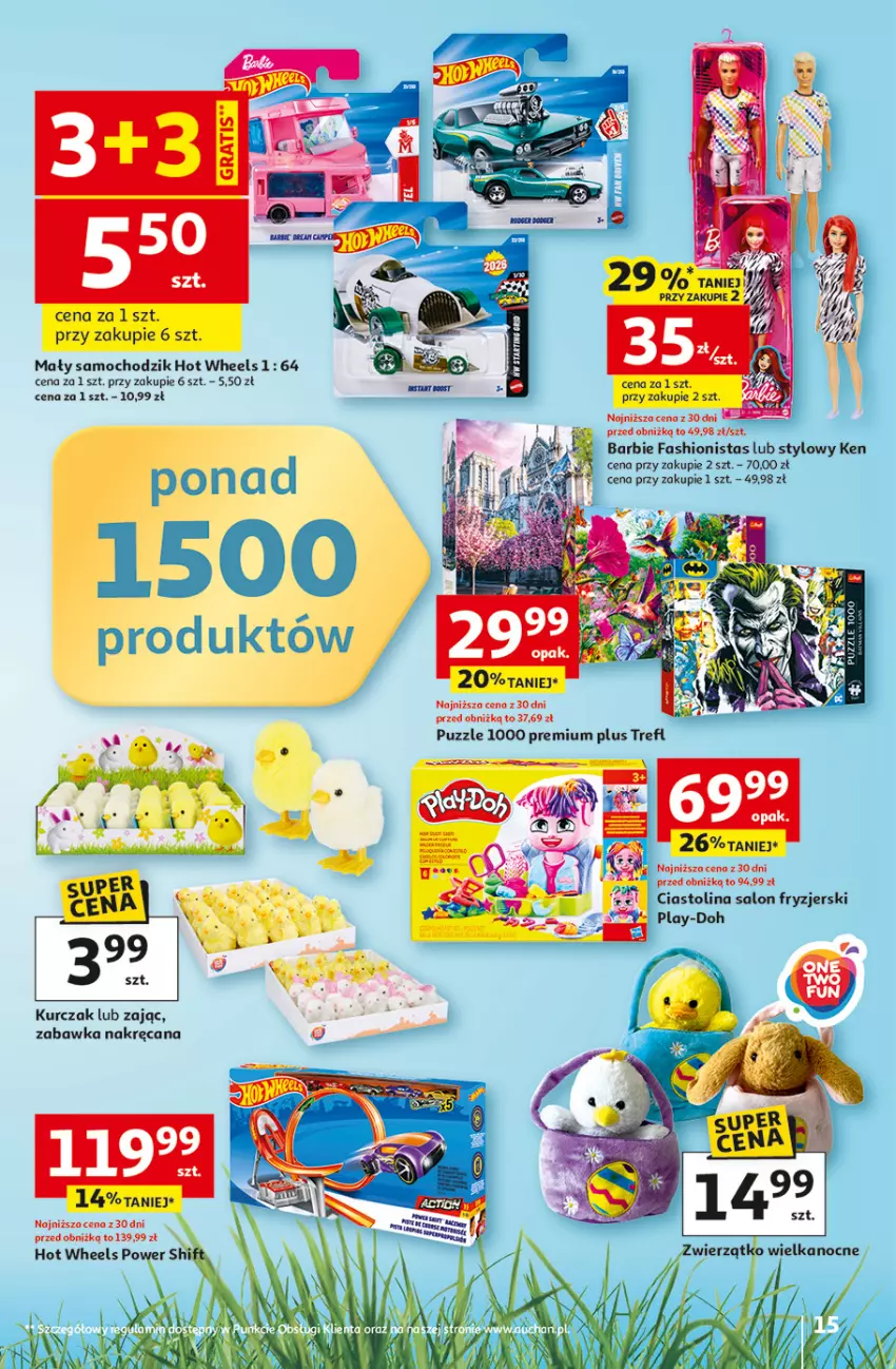 Gazetka promocyjna Auchan - Gazetka 30 Lat Hipermarket Auchan - ważna 12.03 do 18.03.2026 - strona 15 - produkty: Barbie, Chodzik, Fa, Hot Wheels, Kurczak, Play-Doh, Puzzle, Zabawka