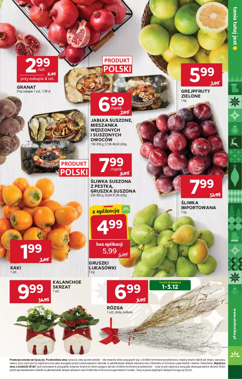 Gazetka promocyjna Stokrotka - Supermarket - ważna 27.11 do 03.12.2025 - strona 13 - produkty: Gra, Granat, Grejpfrut, Gruszki, Jabłka, Kaki, Kalanchoe, Mięso, Owoce, Por, Skrzat, Warzywa