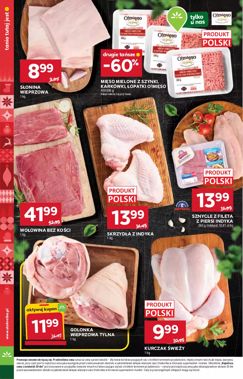 Gazetka promocyjna Stokrotka - Supermarket - ważna 27.11 do 03.12.2025 - strona 14 - produkty: Golonka wieprzowa, Kurczak, Mięso, Mięso mielone, Mięso mielone z szynki, Owoce, Warzywa, Wołowina, Wołowina bez kości