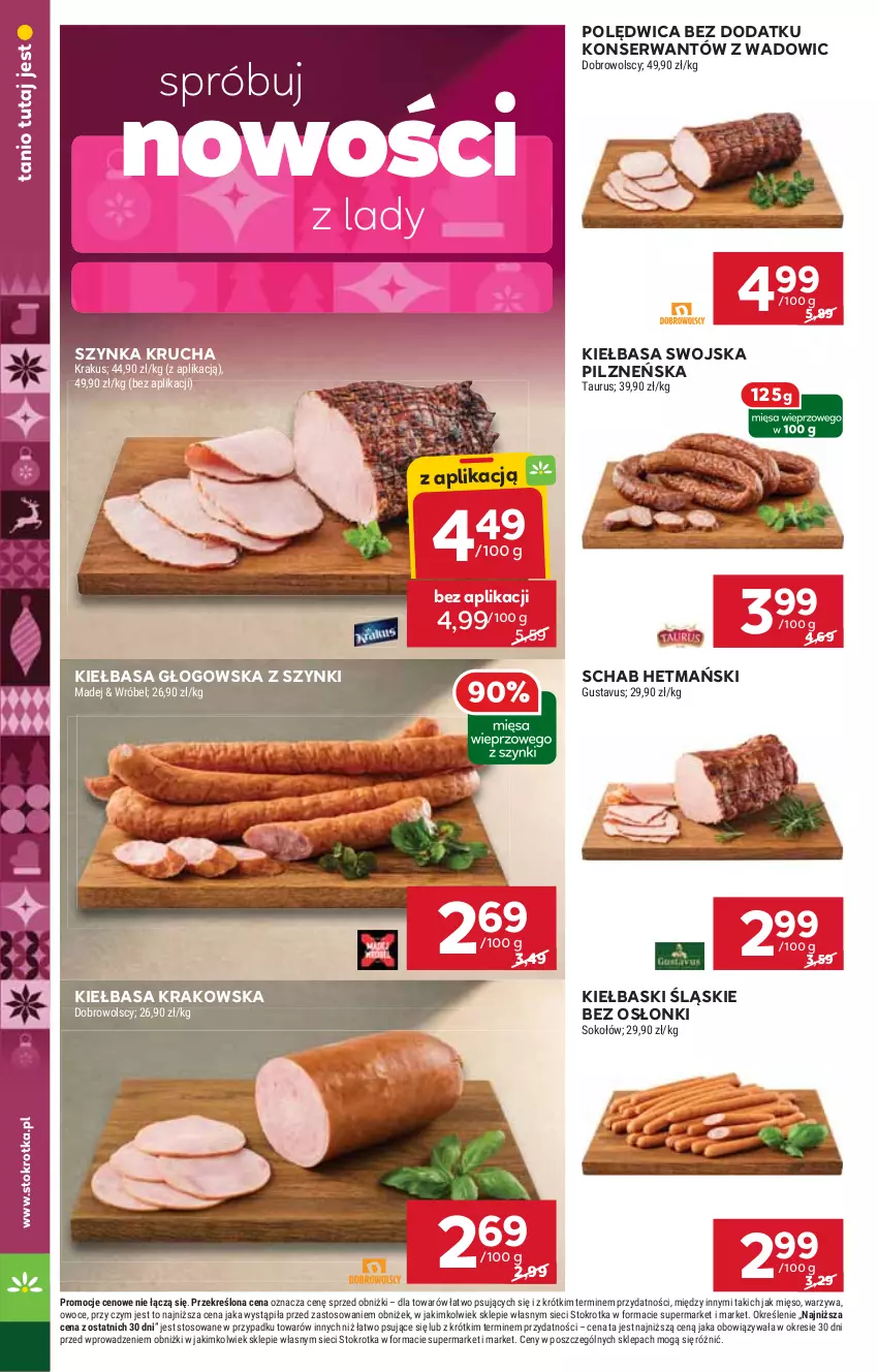 Gazetka promocyjna Stokrotka - Supermarket - ważna 27.11 do 03.12.2025 - strona 18 - produkty: Kiełbasa, Kiełbasa głogowska, Kiełbasa krakowska, Kiełbaski śląskie, Krakus, Mięso, Owoce, Polędwica, Ser, Sok, Sokołów, Szynka, Warzywa