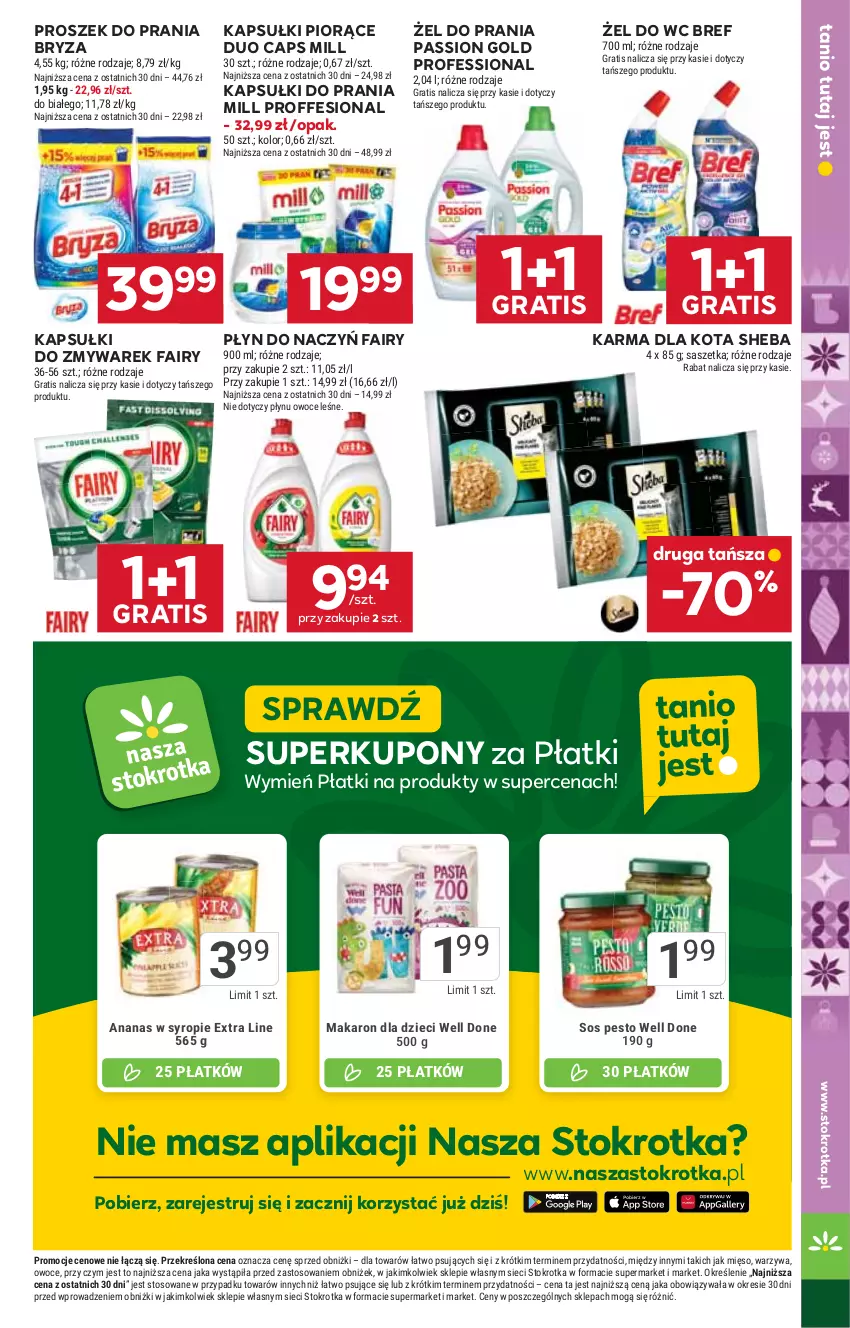 Gazetka promocyjna Stokrotka - Supermarket - ważna 27.11 do 03.12.2025 - strona 43 - produkty: Ananas, Bref, Bryza, Dzieci, Fa, Fairy, Gra, Kapsułki do prania, Makaron, Mięso, Owoce, Pesto, Proszek do prania, Sheba, Sos, Syrop, Warzywa