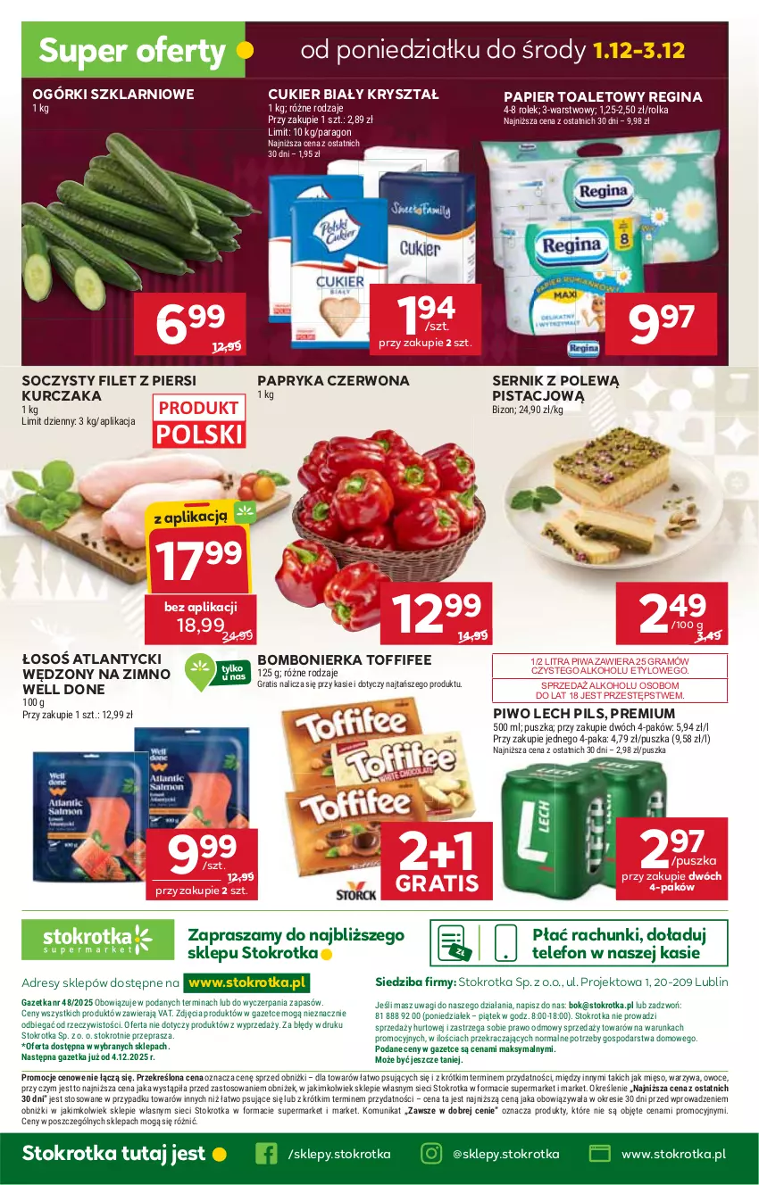 Gazetka promocyjna Stokrotka - Supermarket - ważna 27.11 do 03.12.2025 - strona 53 - produkty: Cukier, Dres, Filet z piersi kurczaka, Gin, Gra, JBL, Kurczak, Mięso, O nas, Owoce, Papier, Papier toaletowy, Papryka, Papryka czerwona, Piwa, Piwo, Ser, Telefon, Toffifee, Wagi, Warzywa