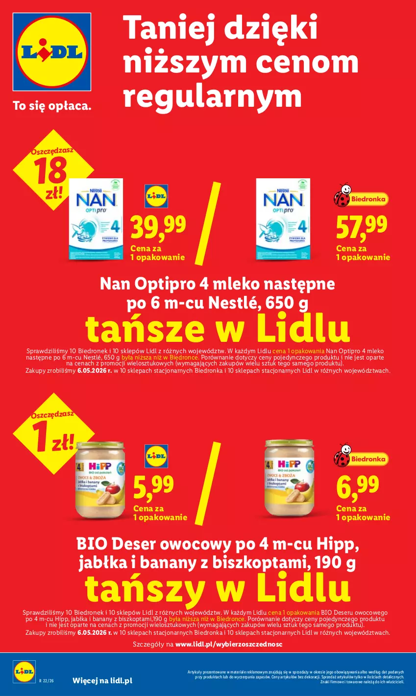 Gazetka promocyjna Lidl - Gazetka ważna od 25.05 do 27.05 - ważna 25.05 do 27.05.2026 - strona 28 - produkty: Banany, Deser, Deser owocowy, Dron, HiPP, Jabłka, Mleko, NAN Optipro, Nestlé, O nas, Por, Ser