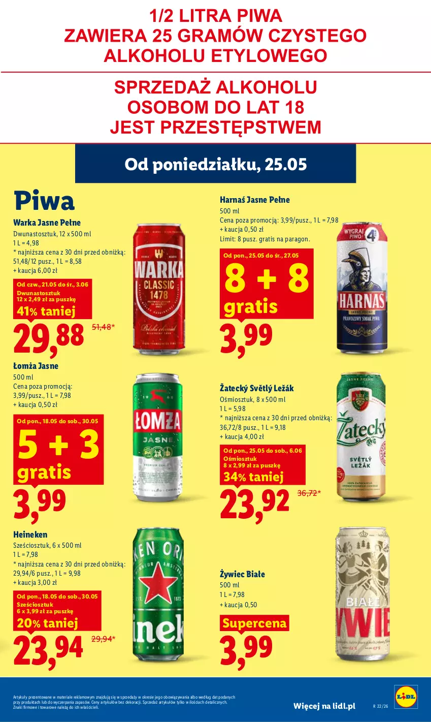 Gazetka promocyjna Lidl - Gazetka ważna od 25.05 do 27.05 - ważna 25.05 do 27.05.2026 - strona 73 - produkty: Gra, Harnaś, Heineken, Piwa, Warka