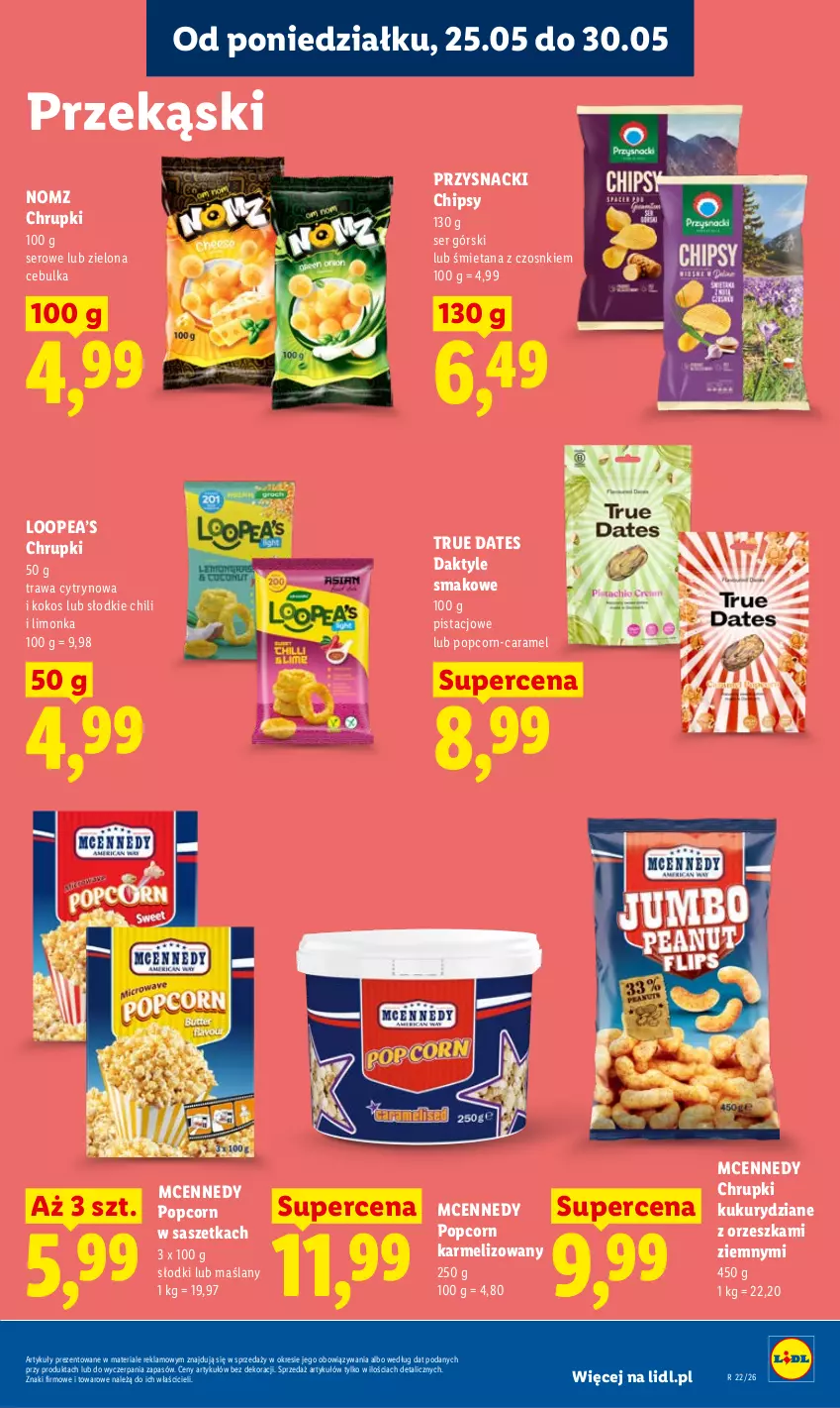 Gazetka promocyjna Lidl - Gazetka ważna od 25.05 do 27.05 - ważna 25.05 do 27.05.2026 - strona 79 - produkty: Chipsy, Chrupki, Daktyle, Kokos, Limonka, Popcorn, Przysnacki, Ser