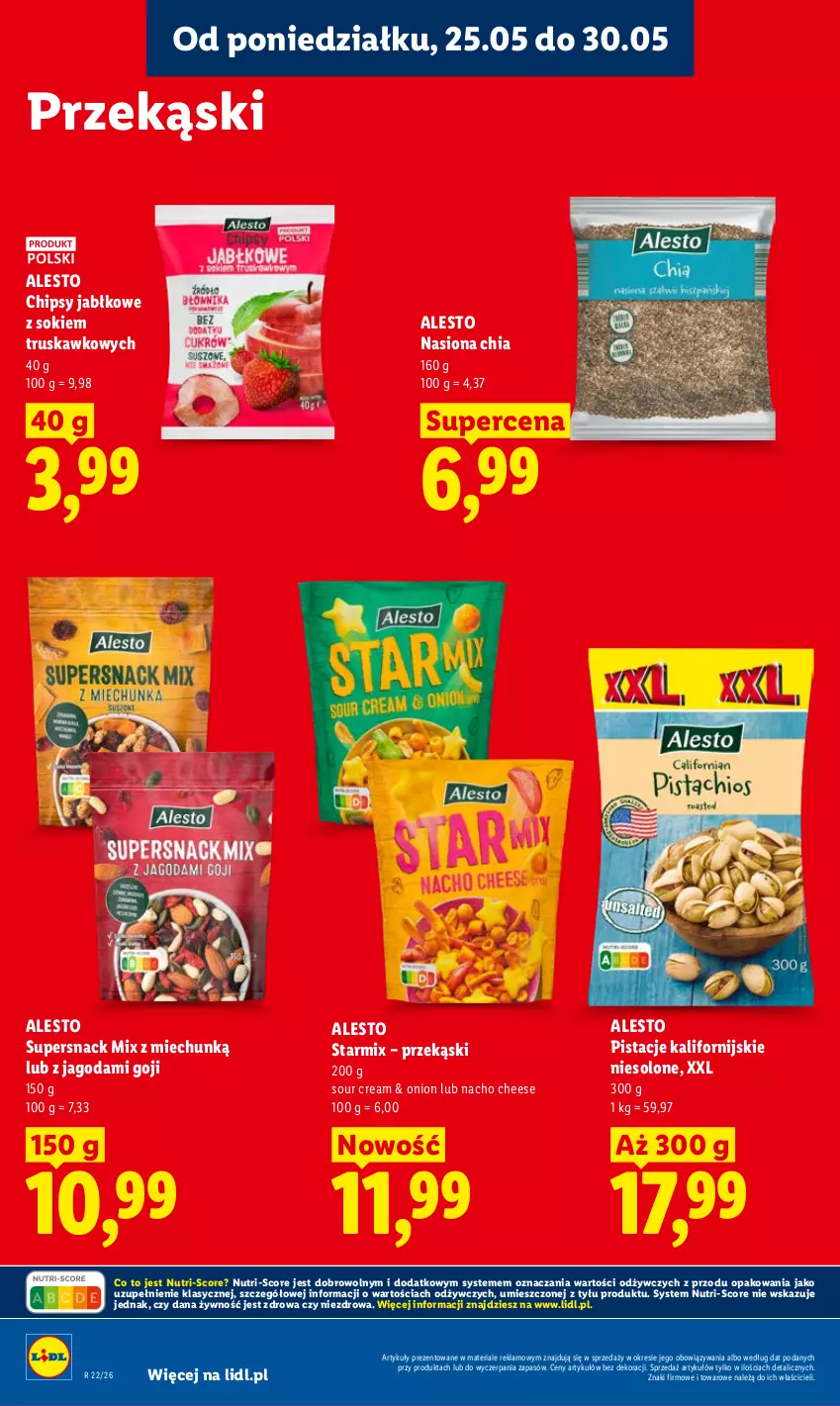 Gazetka promocyjna Lidl - Gazetka ważna od 25.05 do 27.05 - ważna 25.05 do 27.05.2026 - strona 80 - produkty: Chia, Chipsy, O nas, Pistacje, Sok